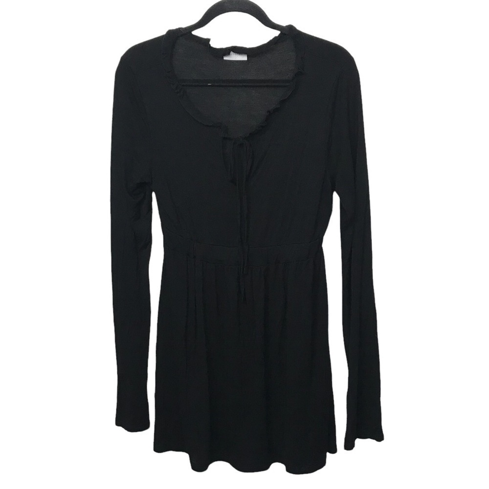 Bellino Black Deep V Knit Tunic Top Approx Small